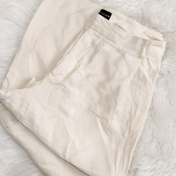 Zara Cream Linen Blend Pants Trousers Size Large - Picture 6 of 7